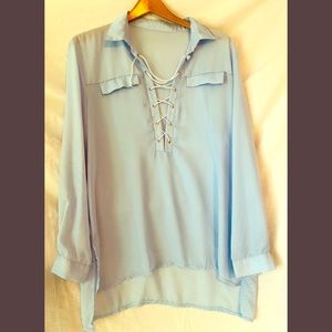 ❄️❄️Women’s Lace Up Sheer Blouse
